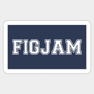 "FIGJAM" in white college sports jersey font - Aussie slang FTW Sticker